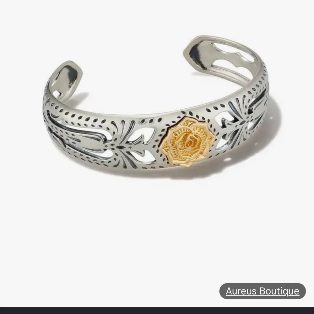 Kendra Scott Angel Silver and Gold Rose Cuff Bracelet sz S/M